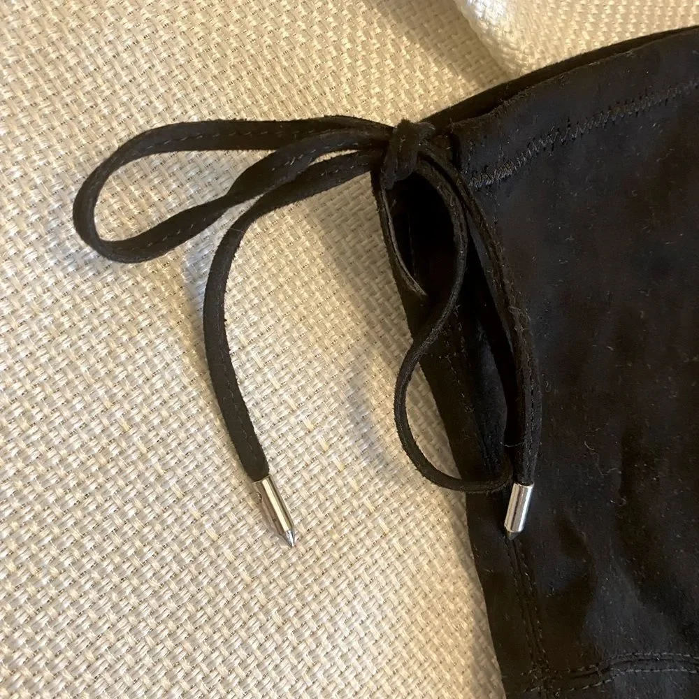 NWOT Marc fisher black faux suede block heel over the knee fabric boots size 12
